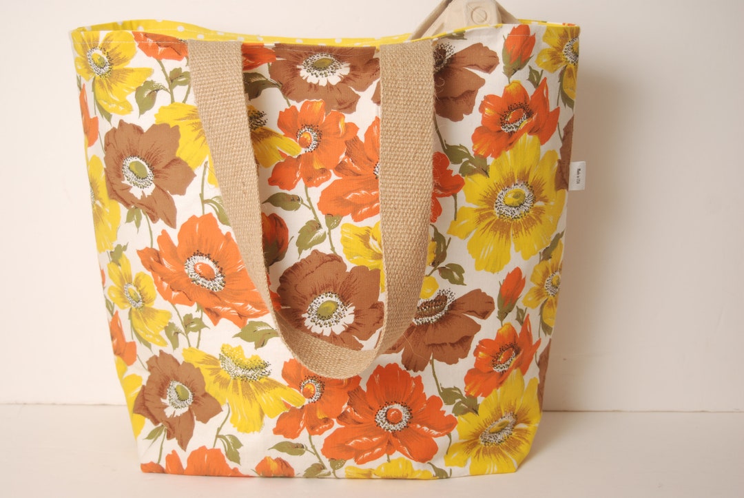 Vintage Floral Fabric Shopping Bag-reusable Bag-handmade Fabric Bag ...