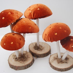 Rust Velvet Mushrooms-Mushroom Decorations-Toadstools