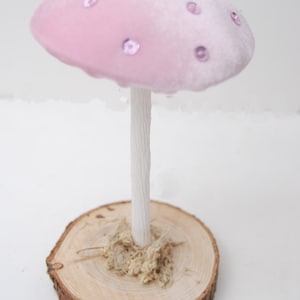 Pale Pink Velvet Mushrooms-Mushroom Decorations-Toadstools image 4