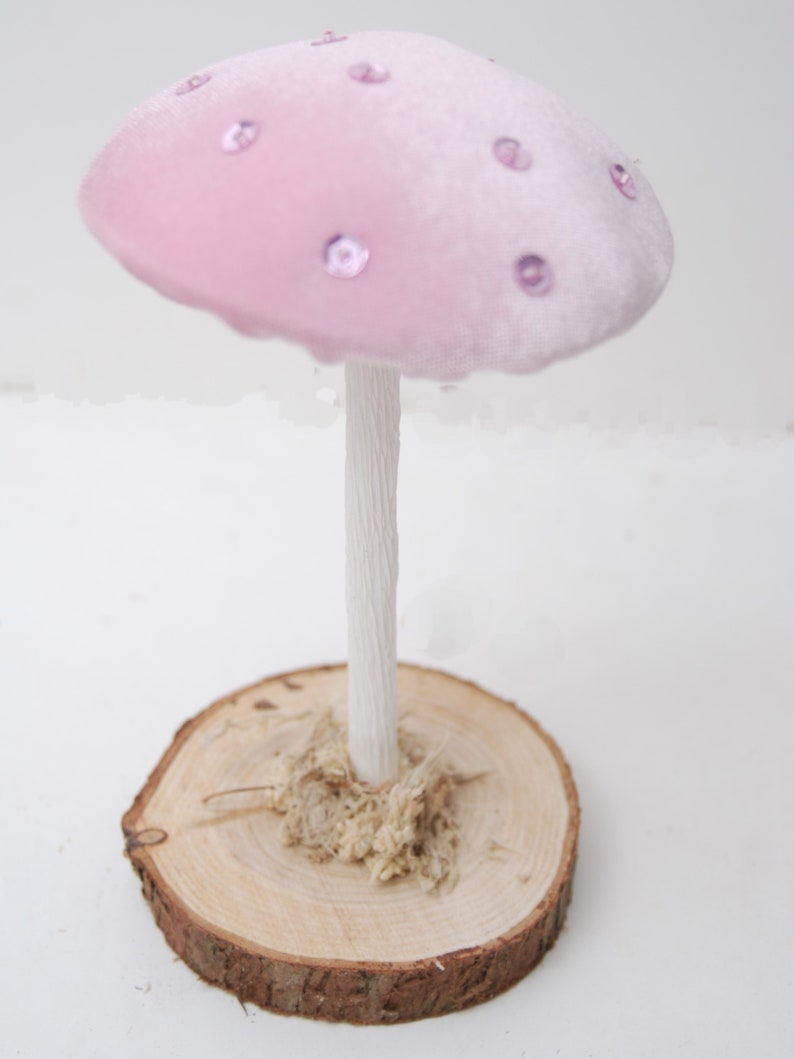 Pale Pink Velvet Mushrooms-Mushroom Decorations-Toadstools image 4