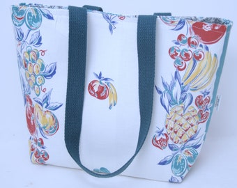 Vintage FruitTea Towel Fabric Purse-Shoulder Bag-Tote Bag