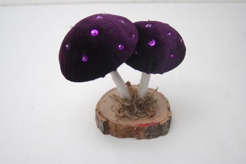 Purple Velvet Mushrooms-Mushroom Decorations-Toadstools image 3