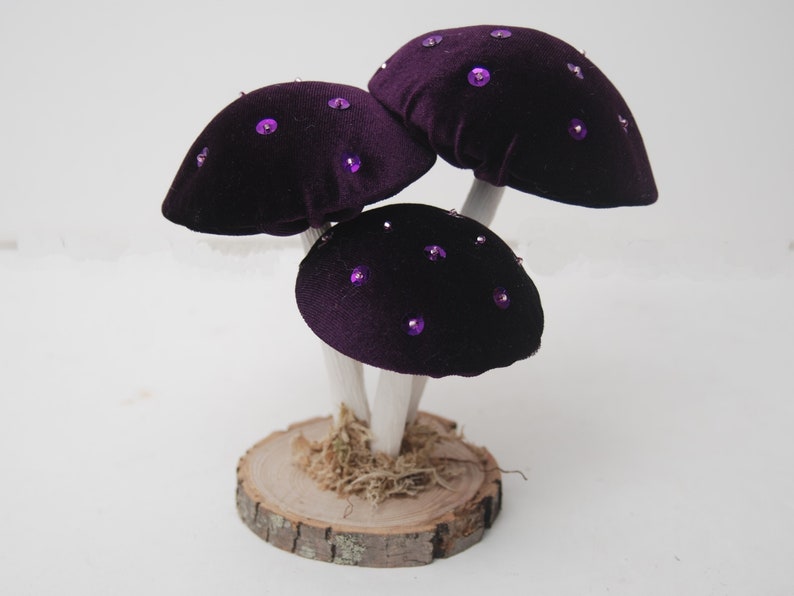 Purple Velvet Mushrooms-Mushroom Decorations-Toadstools image 2