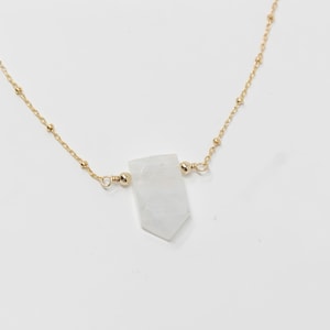 Moonstone Shield Necklace, 14k Gold-Filled Satellite Chain