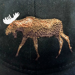 Embroidered twill ball cap with moose