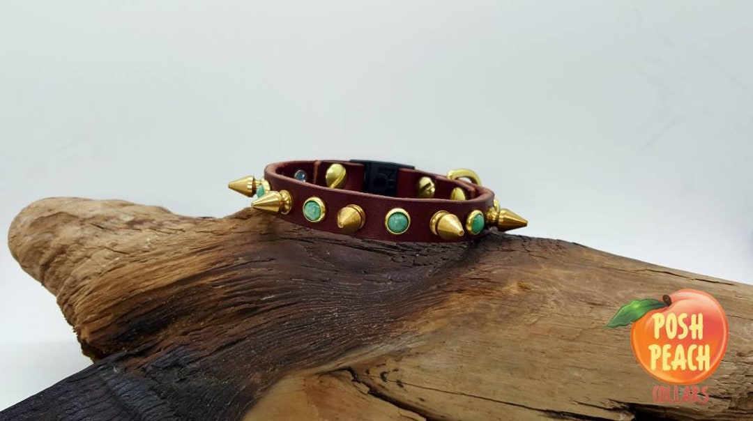 Spiked Cat Collar With Breakaway Buckle Leather Cat Collar Etsy