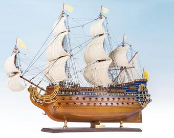 Soleil Royal 1669 model Tall Ship-bootreplica 88 cm (35") - Franse marineschepen, vlaggenschip Lodewijk XIV, Soleil Royal-model, houten scheepsmodel