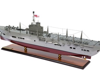 HMS Unicorn Aircraft Carrier Model - Royal Navy - 90cm Wooden Aircraft Carrier Replica - Navy Ship Model - Great Gift and Decoration