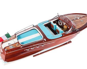 Riva Aquarama Lamborghini Speed Boat 70cm (27.5'') - Handcrafted Wooden Boat Model, Italian Speed Boat Replica, Great Gift or Home Decor