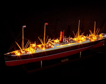 RMS Carpathia Model Cruise with LED lights 100cm (39.3") , Handcrafted Wooden Cruise Models, Wooden Ship Models With Lights