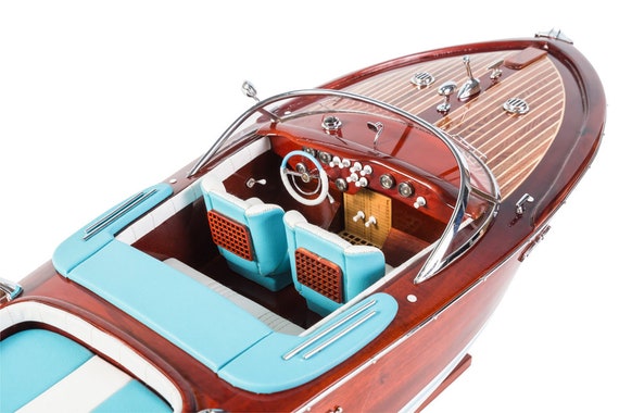 Riva Aquarama Lamborghini 20" Wood Model Boat L53 cm Handmade Italian Speed Boat 