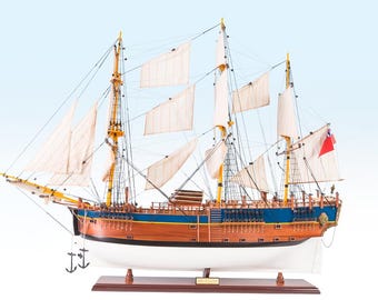 HMB Endeavour Painted Model Ship Boat Replica (37,4") - Volledig gemonteerd houten scheepsmodel - Captain James Cook - Britse Royal Navy-schepen