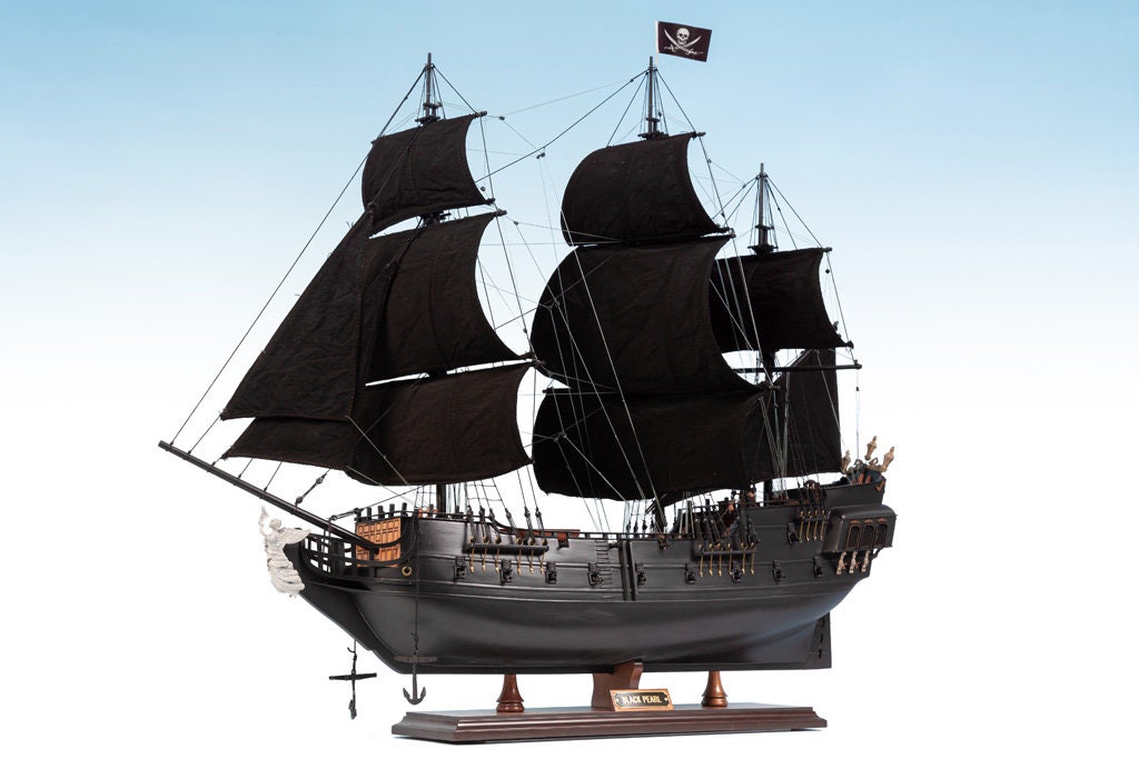 Black Pearl Caribbean Pirate 75cm Model Ship – Pirate Ship Model – Model Pirate Ships – Ship in movies Wooden Ship Model-