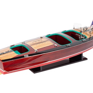 Chris Craft Triple Cockpit model Speed Boat 80cm (31.5&quot;) - Handcrafted Wooden Boat Model, American Speed Boat Model, Speed Boat, Home Decor