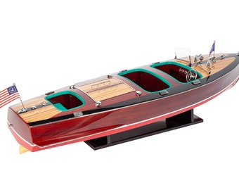 Chris Craft Triple Cockpit model Speed Boat 80cm (31.5") - Handcrafted Wooden Boat Model, American Speed Boat Model, Speed Boat, Home Decor