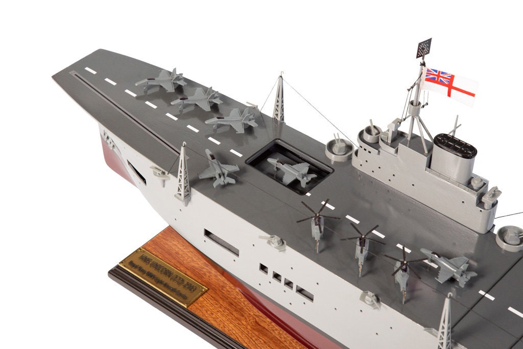 HMSユニコーン航空母艦モデル - イギリス海軍 - 90 cm木製航空母艦