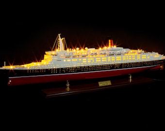 Queen Elizabeth II Model Cruise with LED lights 100cm (39.3") Special Edition- Wooden Cruise Models, Wooden Ship Models, Models with Lights