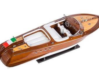 Riva Aquarama (White Interior) model Speed Boat 70cm (27.5") - Handcrafted Wooden Boat Model, Italian Speed Boat Model, Speed Boat