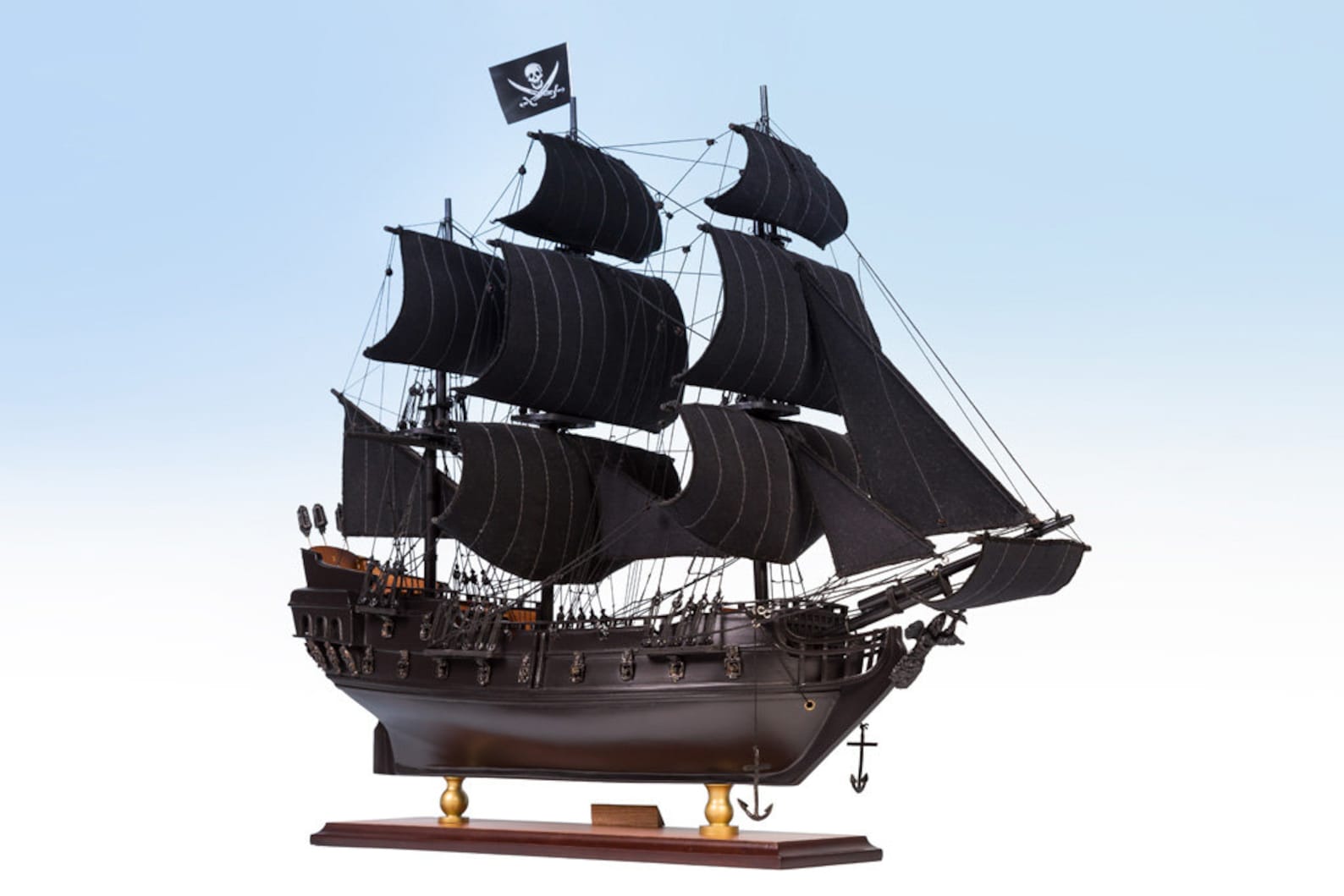 Black Pearl Caribbean Pirate Model Ship 50cm Redwood Deck Etsy