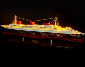 SS Normandie 89cm Model Cruise with LED lights 89cm (35") - Special Edition, Wooden Cruise Models, Wooden Ship Models, Models with Lights