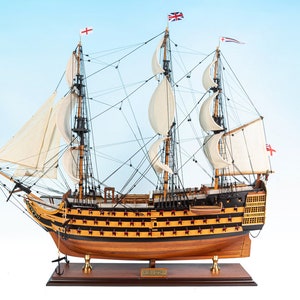 HMS Victory 1765 PAINTED Model Tall Ship Boat Replica 75cm - Royal Navy Ships, HMS Victory Model, British Ship Model, Ship Model