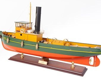 Hero Tugboat Model 75cm (29.5") - Handcrafted Wooden Boat Model, Home Decor, Wooden Model Boat, Handcrafted models