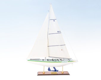 Australia II Sailing Yacht Model (DETAILED) 40cm- The Winner America's Cup 1983 - Wooden Model Sailing Yachts Boats, Wooden Sailboat Model