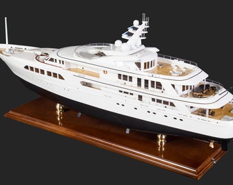 Majestic Motor Super Yacht Model with LED lights - Wooden Boat Model, Super Yacht Model, Motor Yacht, Home Decor, Wooden Cruise Model