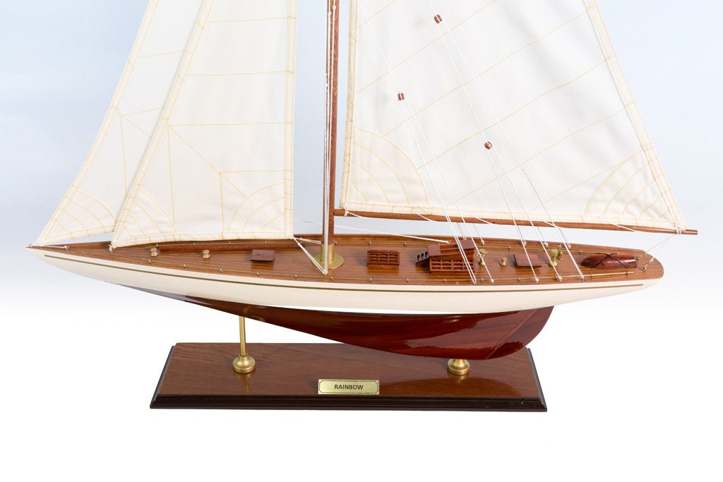 Rainbow Wooden Model Sailing Yacht 60cm (23.6”) - Handmade Sailboat ...
