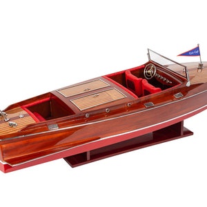 Chris Craft Runabout 1940 model Speed Boat 80cm (31.5&quot;) - Handcrafted Wooden Boat Model, Amrecian Speed Boat Model, Speed Boat, Home Decor