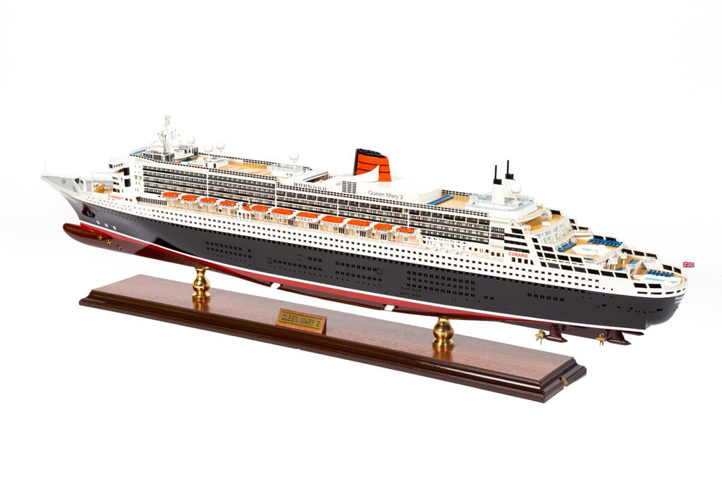 Queen Mary 2 Modell Cruise mit LED-Lichtern 86 cm (34 ") - SONDERMODELL, Kreuzfahrtschiffe aus Holz, Schiffsmodelle aus Holz, Modelle mit Beleuchtung