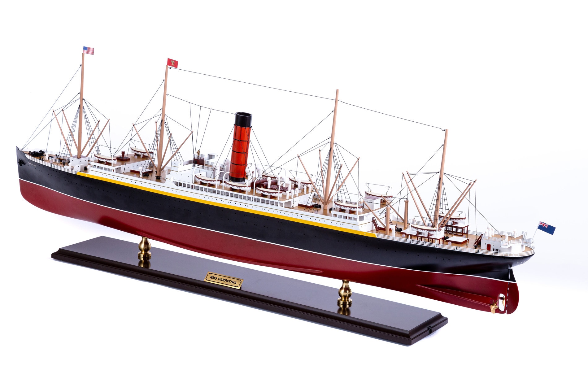 RMS Carpathia Model Cruise with LED lights 100cm (39.3") , Handcrafted Wooden Cruise Models, Wooden Ship Models With Lights
