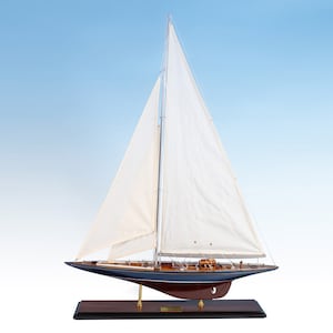 ENDEAVOUR  PAINTED Wooden Sailboat 70cm- Wooden Model Sailing Yachts, Yacht Décor, Model Sailing Boats, Wooden Sailboat Model