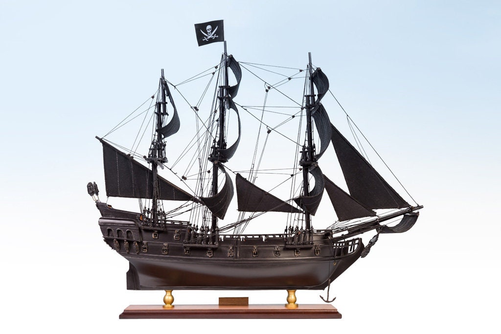 Black Pearl Caribbean Pirate Model Ship 50cm Redwood Deck Etsy