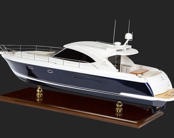 Riviera 4700 Motor Super Yacht Model - Wooden Boat Model, Super Yacht Model, Motor Yacht, Home Decor, Wooden Cruise Model