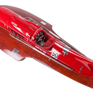 Ferrari Arno XI Hydroplane Model Speed Boat 70cm- Handcrafted Wooden Boat Model, Italian Speed Boat Model, Speed Boat, Home Decor