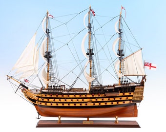 HMS Victory 1765 PAINTED Model Tall Ship Boat Replica - Royal Navy Ships, HMS Victory Model, British Ship Model, Ship Model, Wooden Model