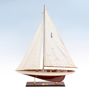 Rainbow wooden model sailing yacht 60cm (23.6”) - Handmade sailboat models - Model sailing boats - Great gift house decoration toy