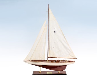 Rainbow wooden model sailing yacht 60cm (23.6”) - Handmade sailboat models - Model sailing boats - Great gift house decoration toy