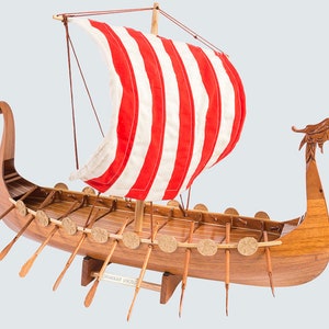 Drakkar Viking Handcrafted Wooden Model Boat Ship 60cm - Great house decoration gift - wooden boat model