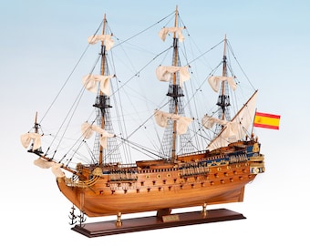 大航海時代の大型木製帆船模型　サンフェリペ号 サンフェリペ船模型 95 cm (37.4インチ)、大型帆船木製レプリカ