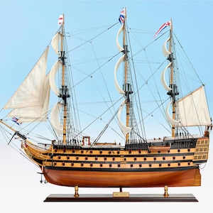 HMS Victory 1765 BEMALT 95 cm Modell Großsegler Replica - Royal Navy Schiffe, HMS Victory Modell, britisches Schiffsmodell, Holzmodell Schiffsmodell