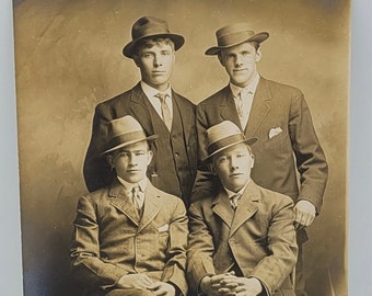 Four Striking Men Wearing Hats~RPPC~All Identified~May 7 1909