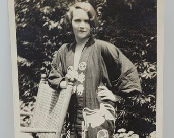 Women Wearing Kimono Type Robe~Vintage Photo~Deco Woman Posed Outdoors