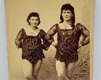 Women Circus Performers~Cabinet Card Photo~Most Likely Trapeze Artists~Buffed Out Arms