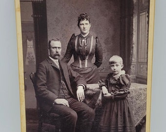 Family Photo~Antique Cabinet Card~Parents & Child~Plymouth WI