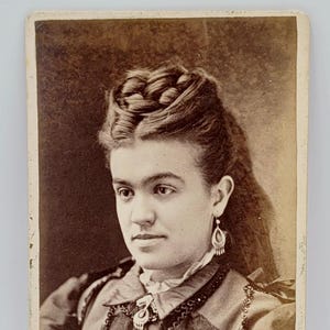 Braid Crown~CDV Photo~Striking Young Woman~Wearing Victorian Jewelry