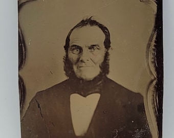 Tintype Photo of a Framed Photo~Older Man with Chin Beard~Civil War Era