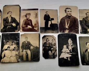 Twelve Tintype Photos Mixed Lot~Damaged or Worn Photos for Projects a/s