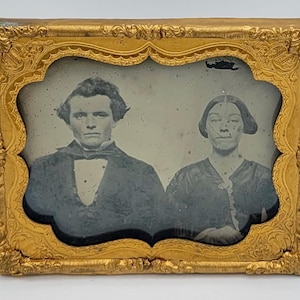 Antique Ambrotype Photo of Couple~Civil War Era~Framed no Case a/s